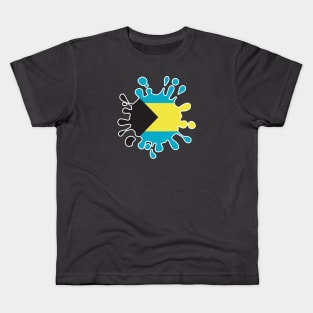 Bahamas National Flag Paint Splash Kids T-Shirt